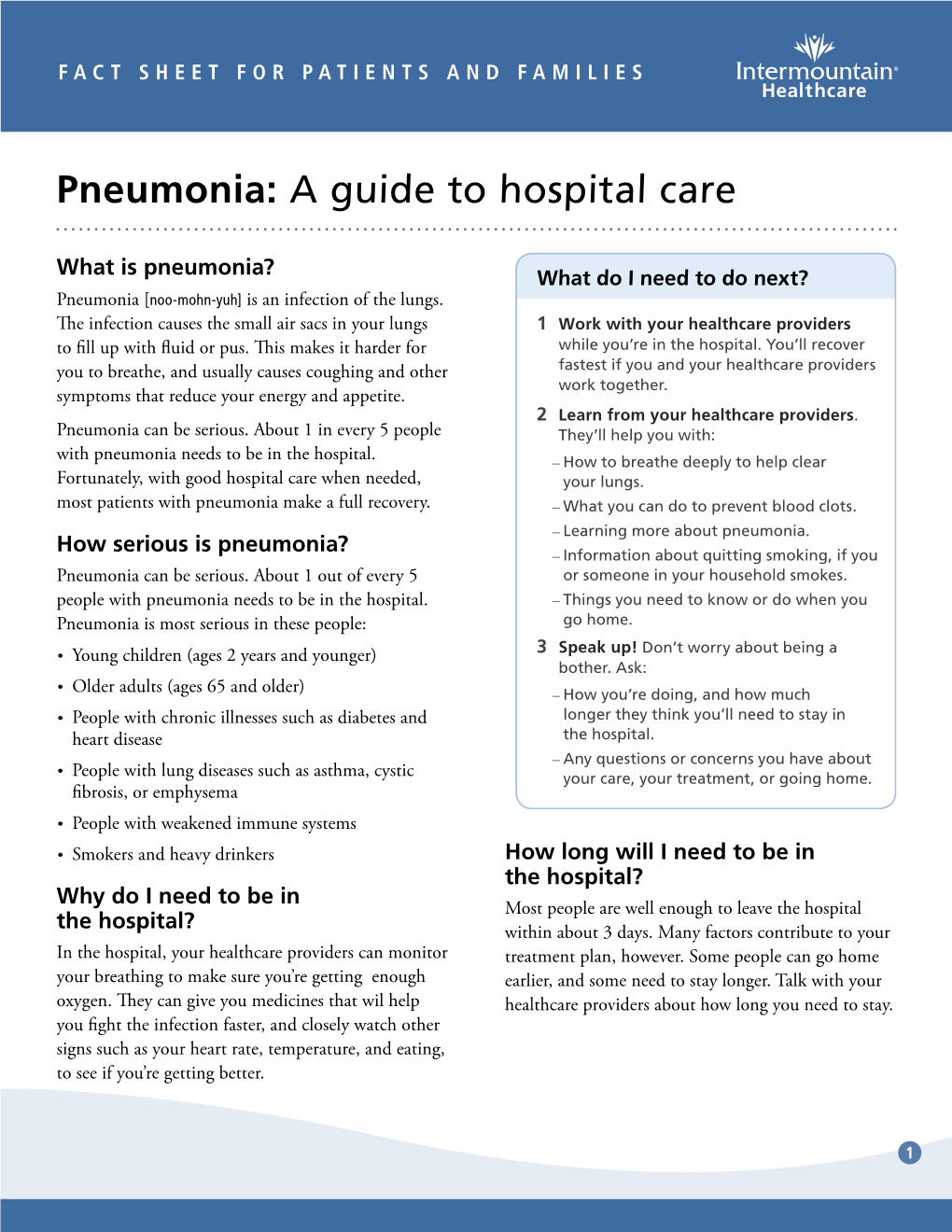 Pneumonia: a Guide to Hospital Care