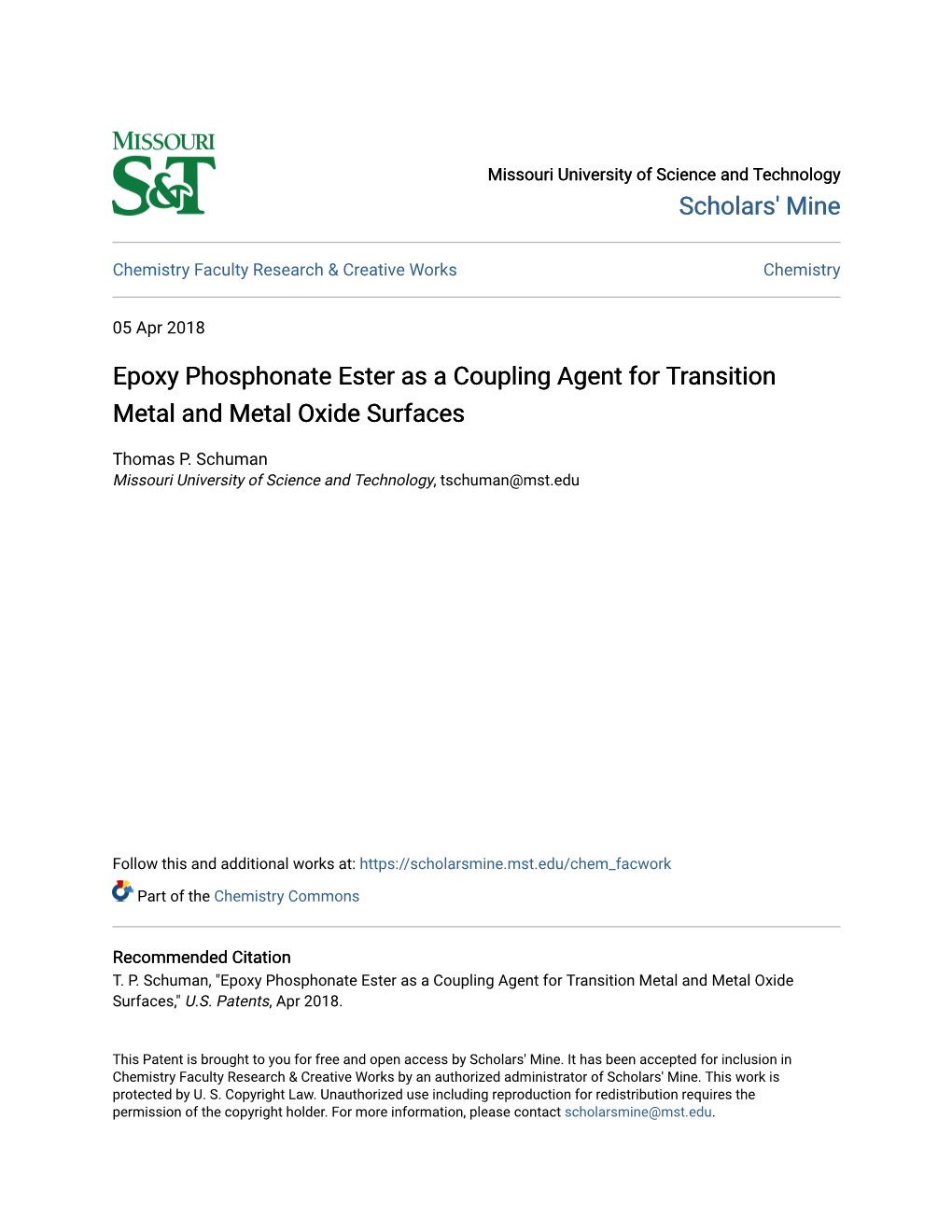 Epoxy Phosphonate Ester As a Coupling Agent for Transition Metal and Metal Oxide Surfaces