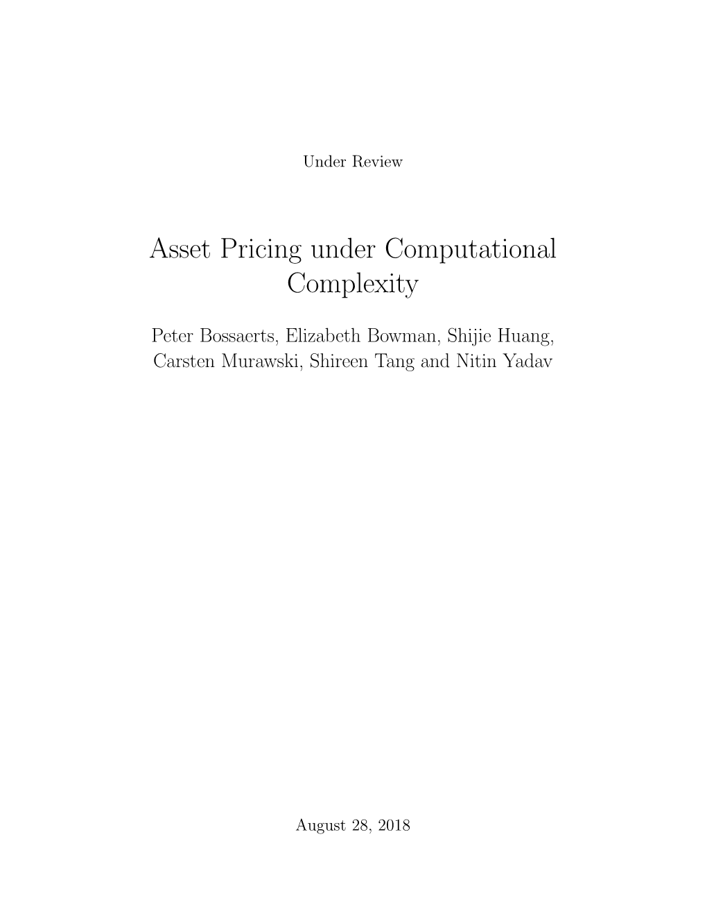 Asset Pricing Under Computational Complexity