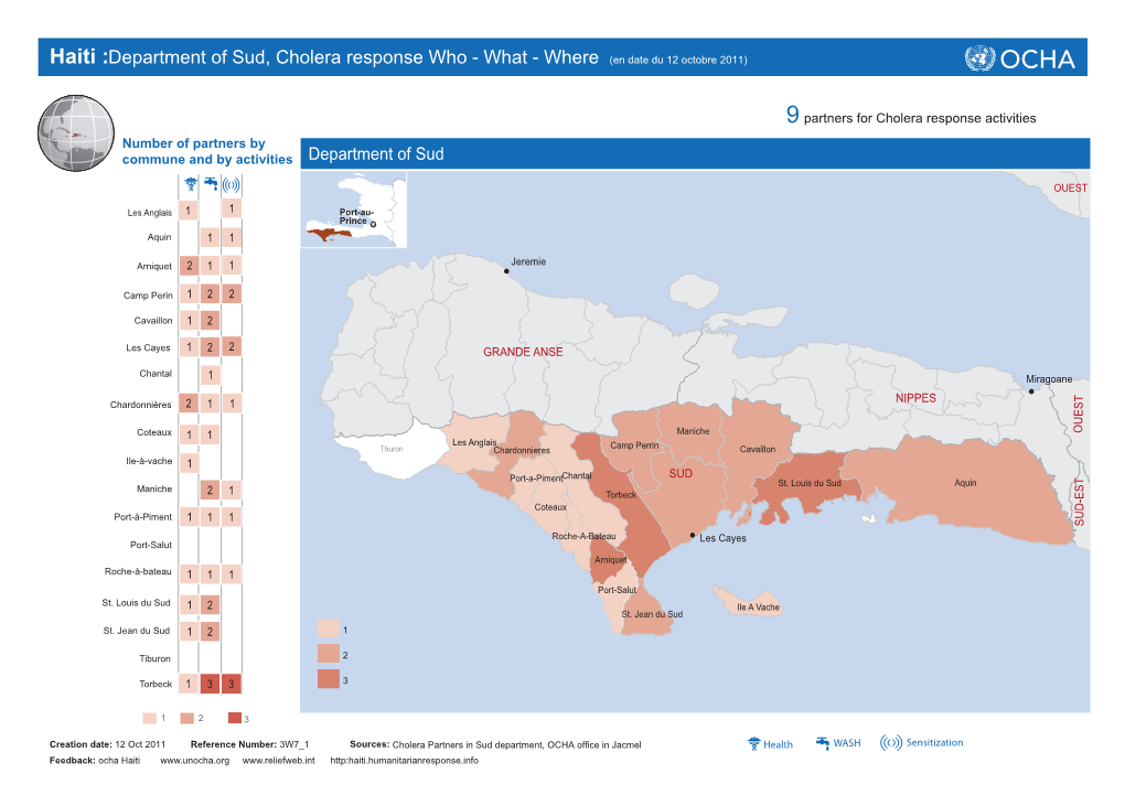 Haiti :Department of Sud, Cholera Response Who - What - Where (En Date Du 12 Octobre 2011)