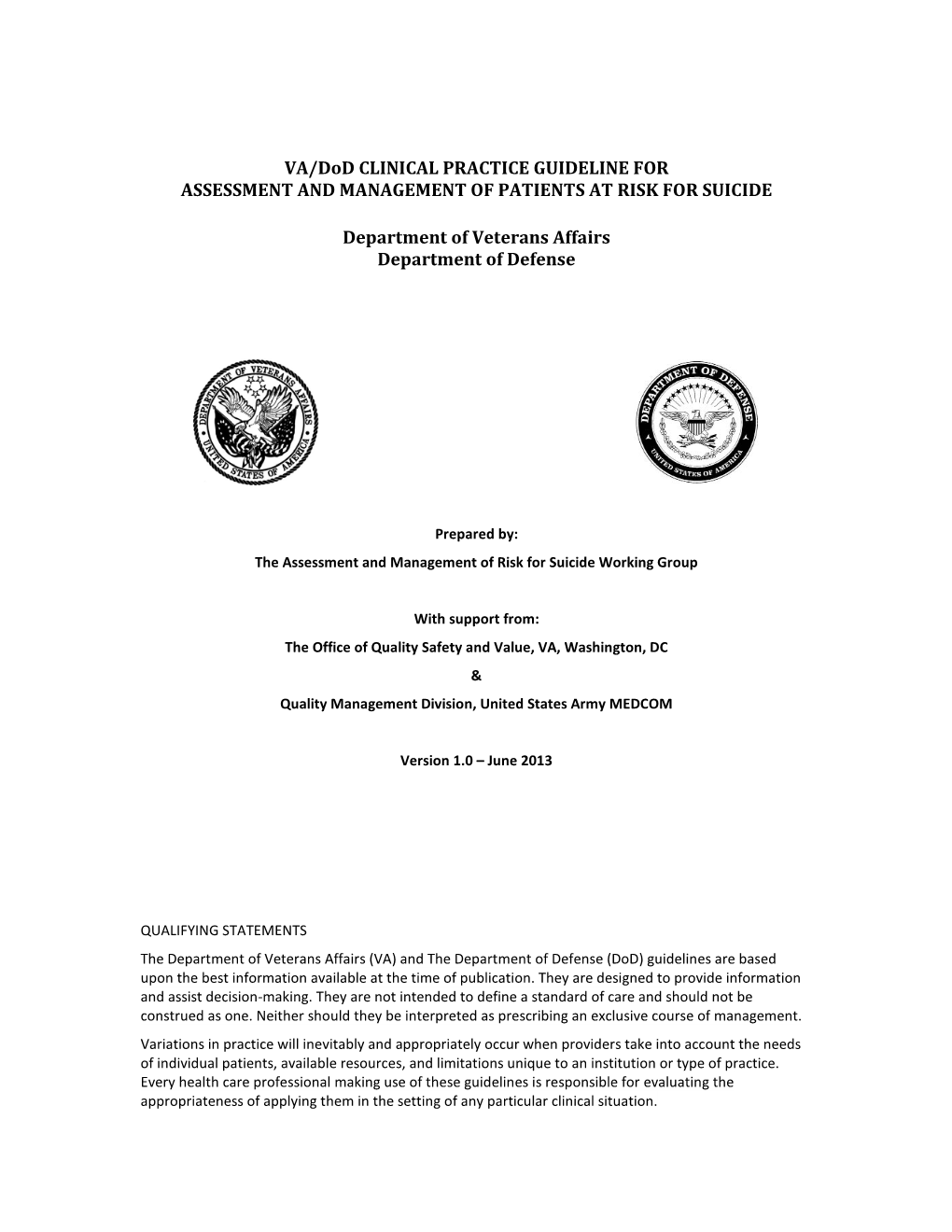 Assessment and Management of Patients at Risk for Suicide