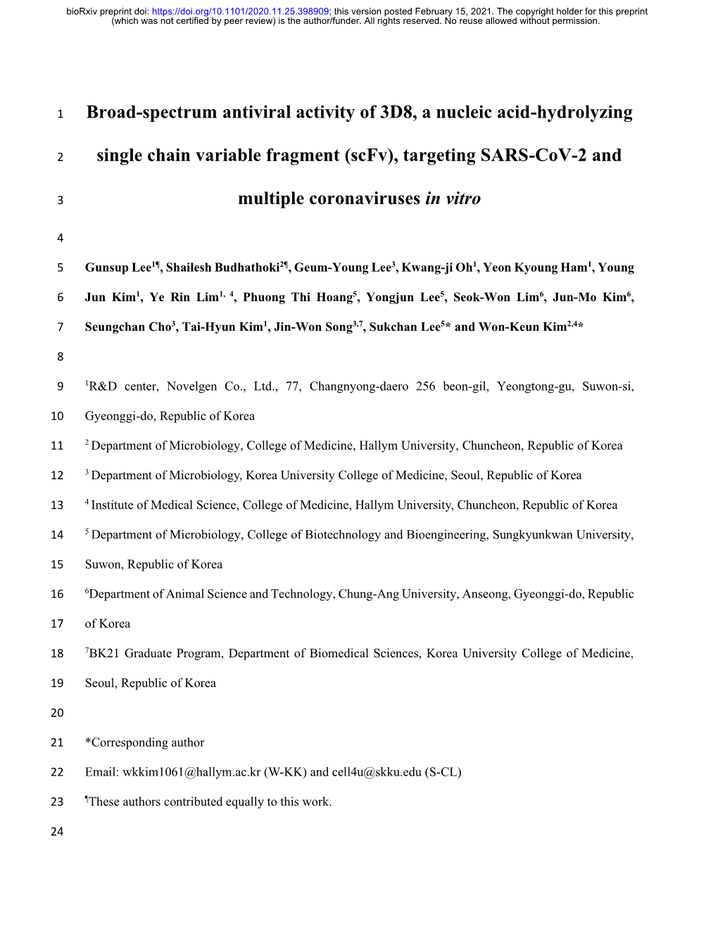 Broad-Spectrum Antiviral Activity of 3D8, a Nucleic Acid-Hydrolyzing