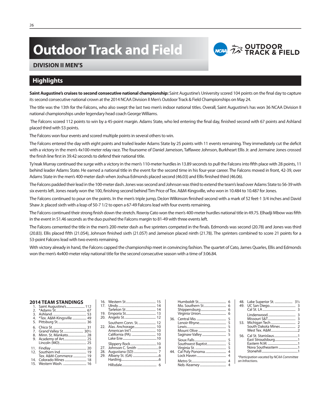 Outdoor Track and Field DIVISION II MEN’S