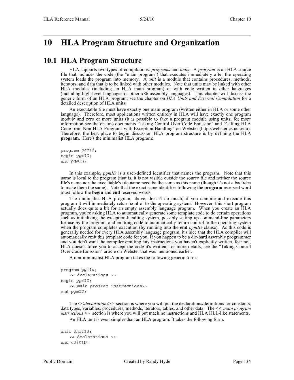 10 HLA Program Structure and Organization