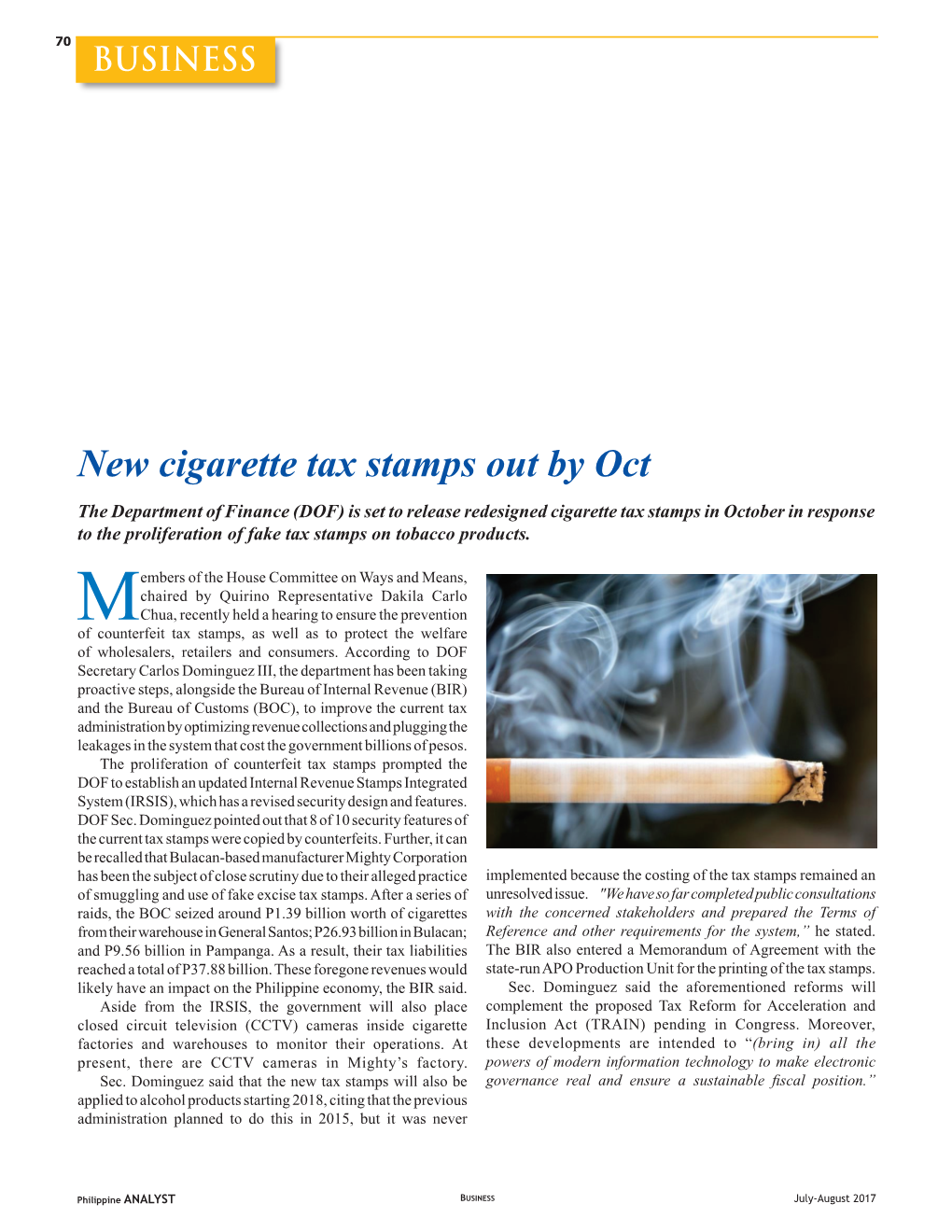 New Cigarette Tax Stamps out By