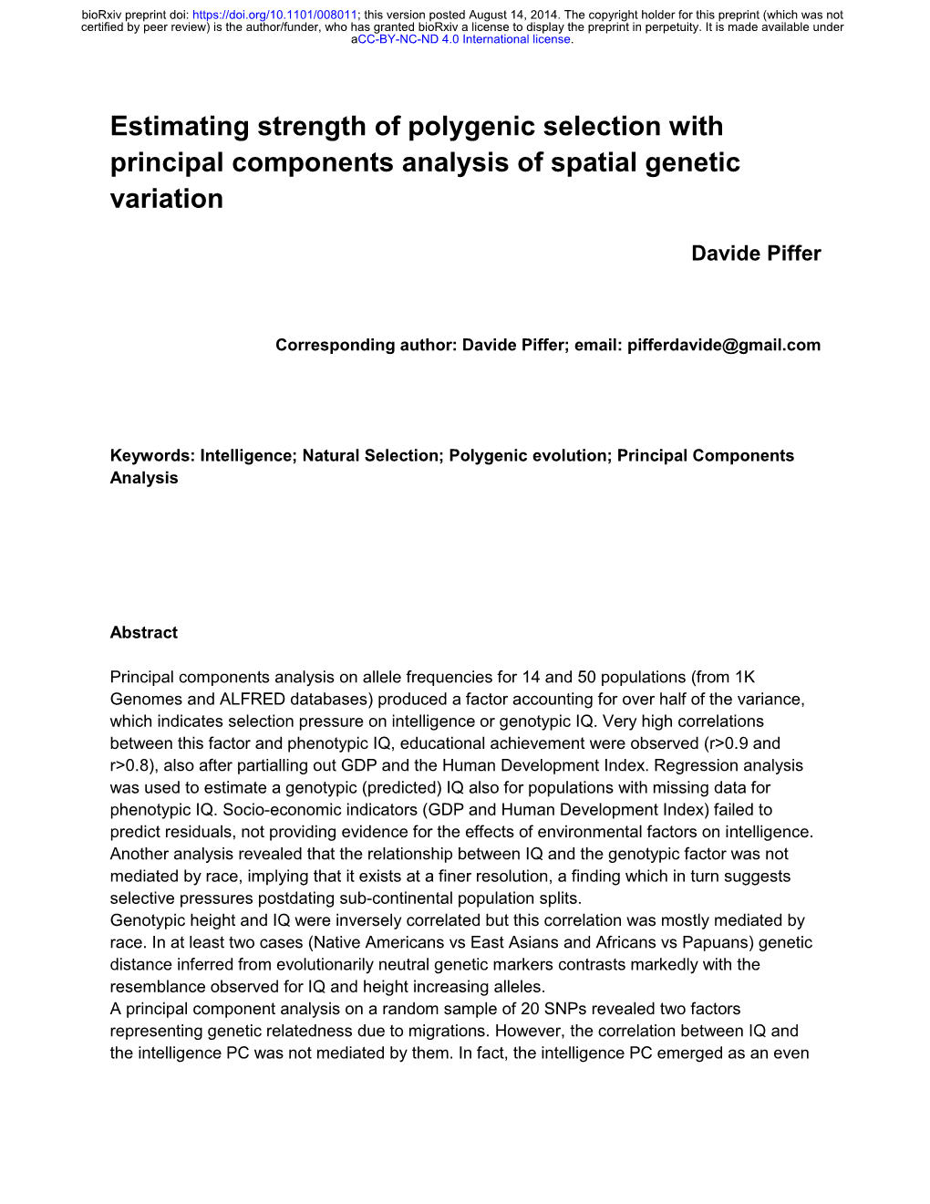 Estimating Strength of Polygenic Selection with Principal Components Analysis of Spatial Genetic Variation