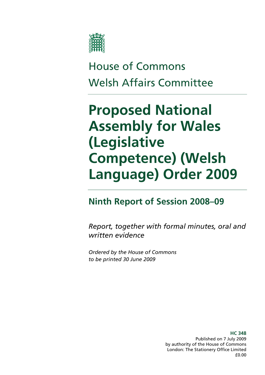 Legislative Competence) (Welsh Language) Order 2009