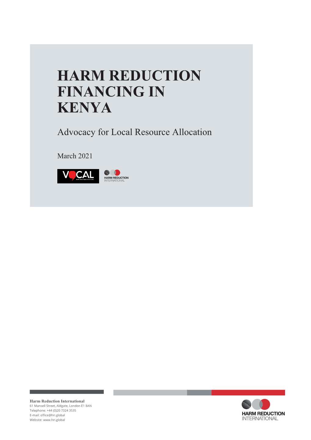 Harm Reduction Financing in Kenya