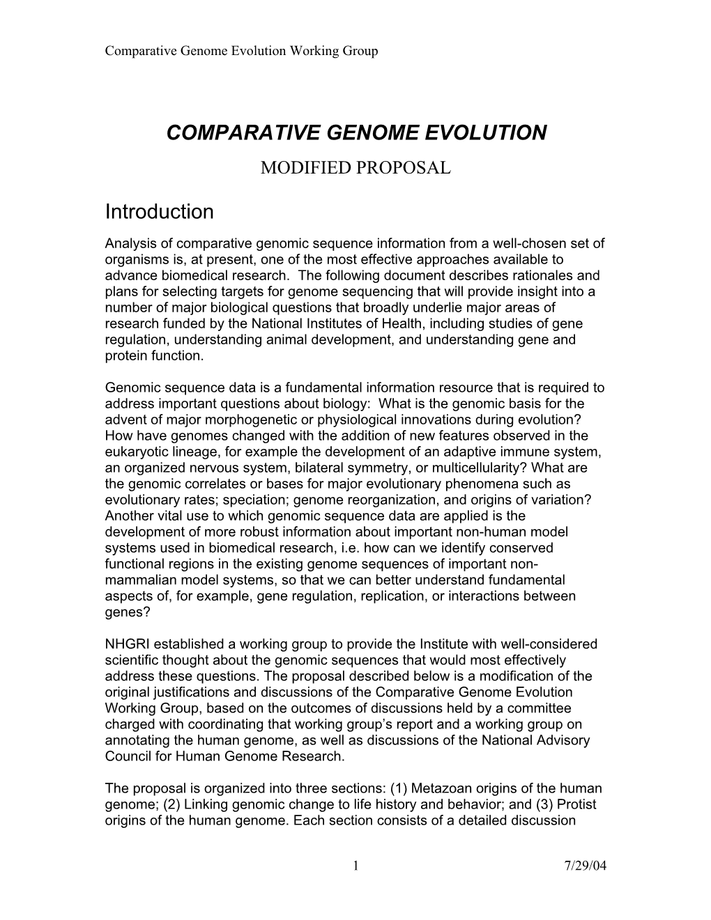 Proposal 3: Protist Origins of the Human Genome