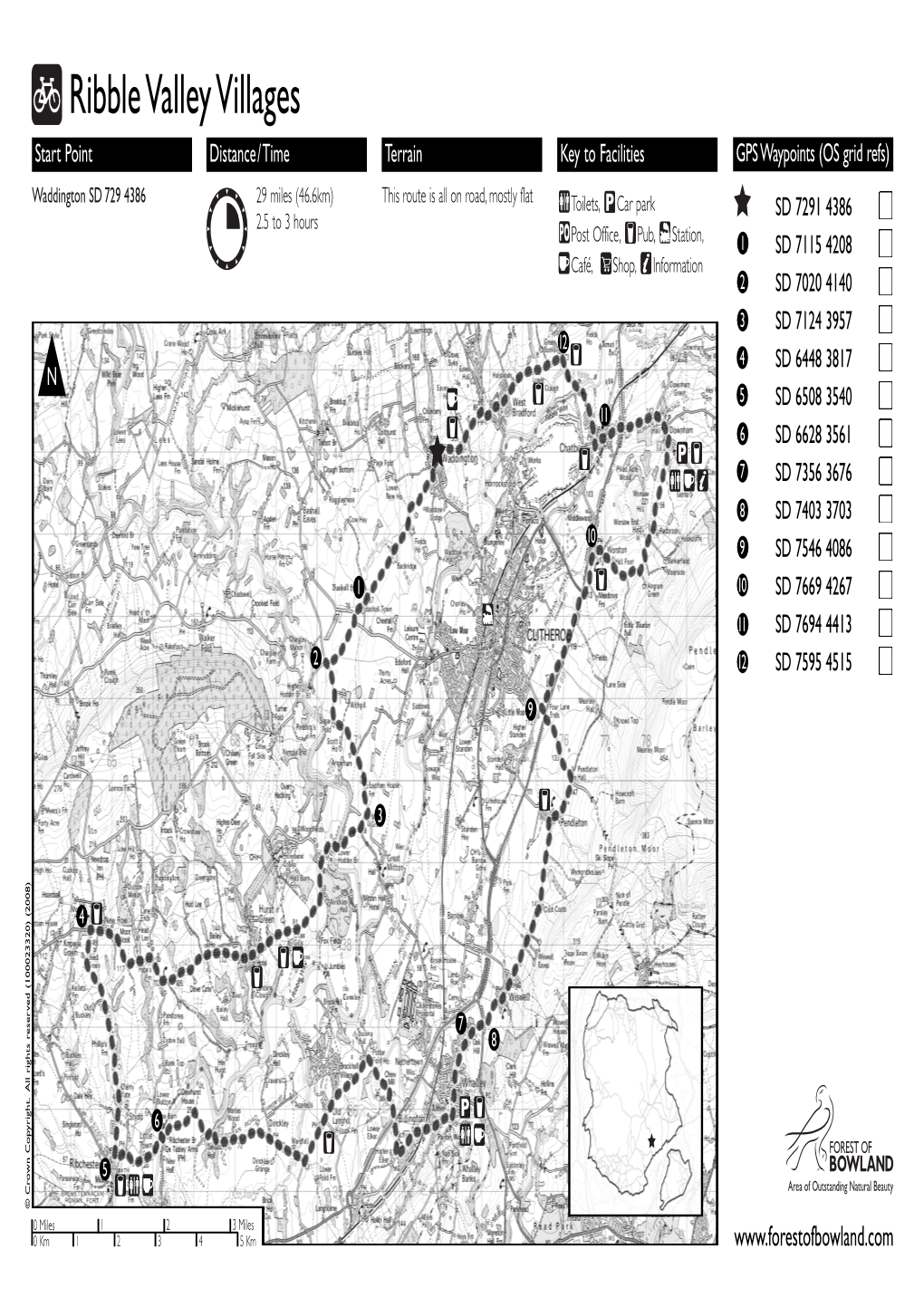 Ribble Valley Villages Start Point Distance/Time Terrain Key to Facilities GPS Waypoints (OS Grid Refs)