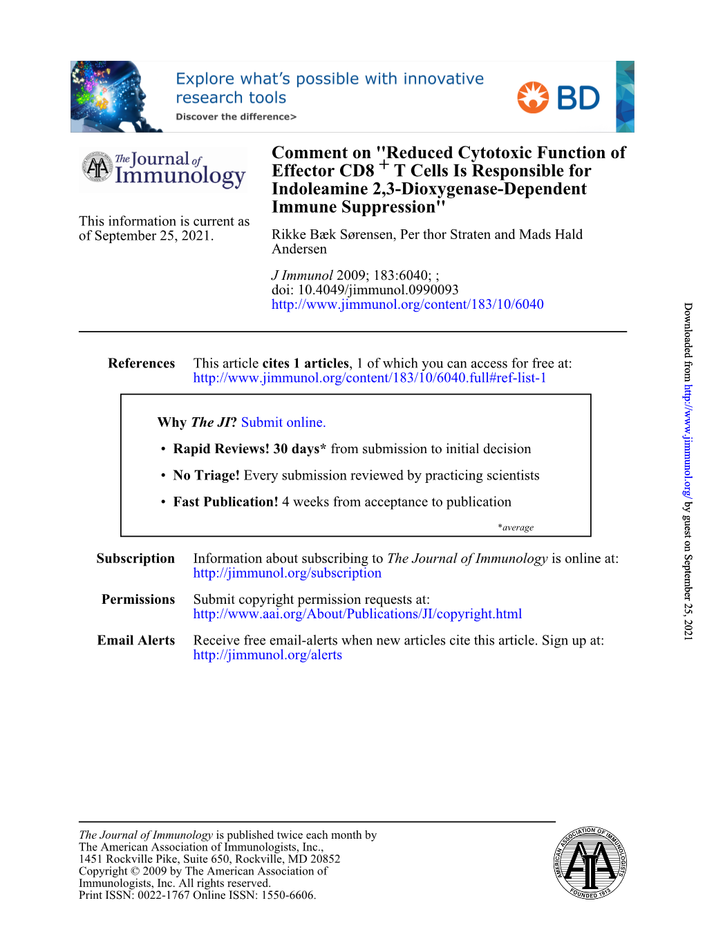 Immune Suppression'' Indoleamine 2,3-Dioxygenase-Dependent T