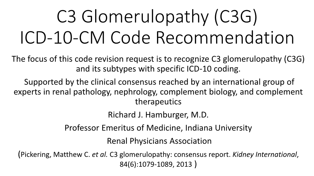 C3 Glomerulopathy (C3G) ICD-10-CM Code Recommendation