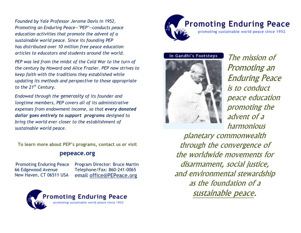 Promoting an Enduring Peace Sustainable Peace