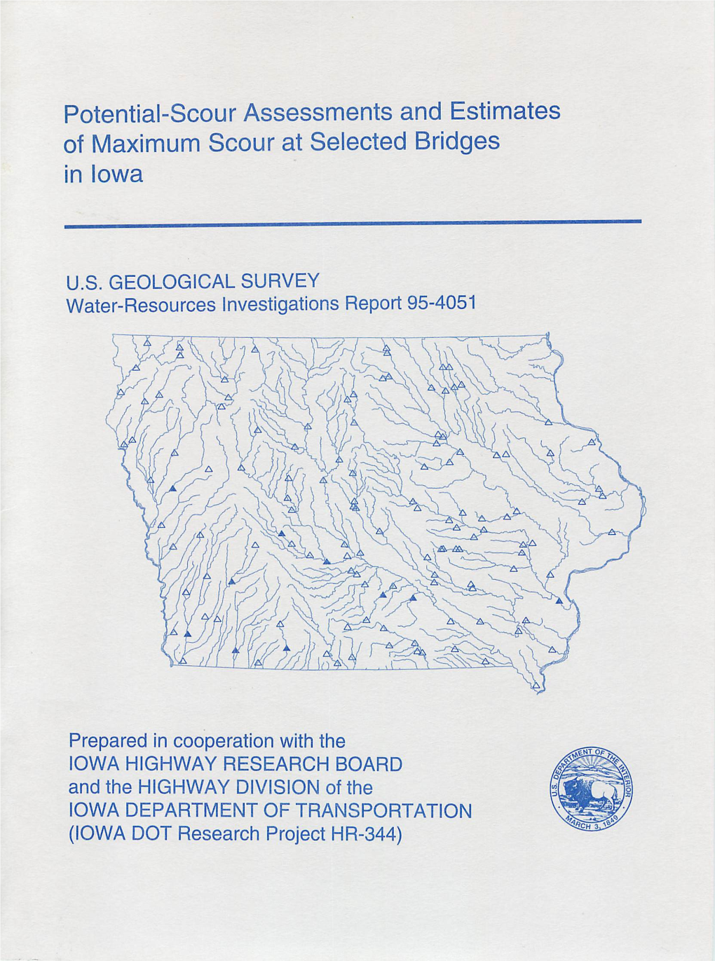 Of Maximum Scour at Selected Bridges in Iowa