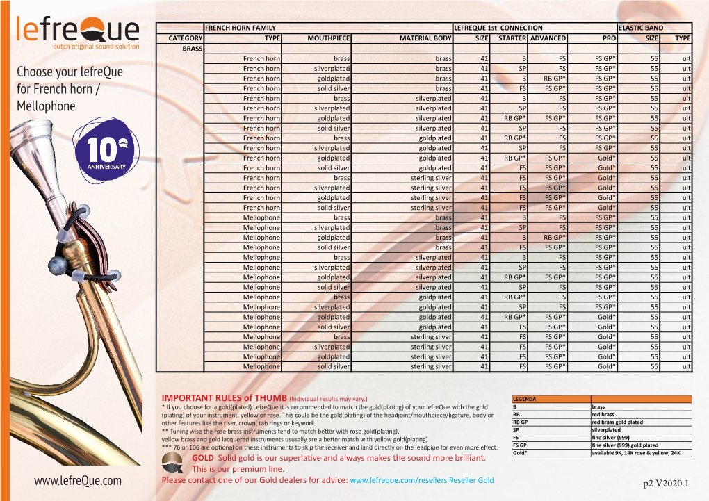 Choose Your Lefreque for French Horn / Mellophone