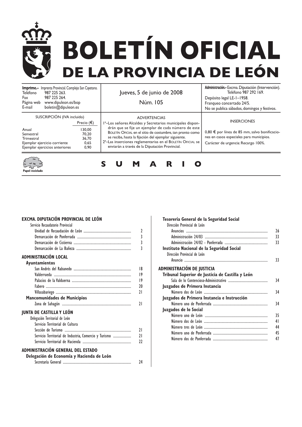 Boletín Oficial De La Provincia De León