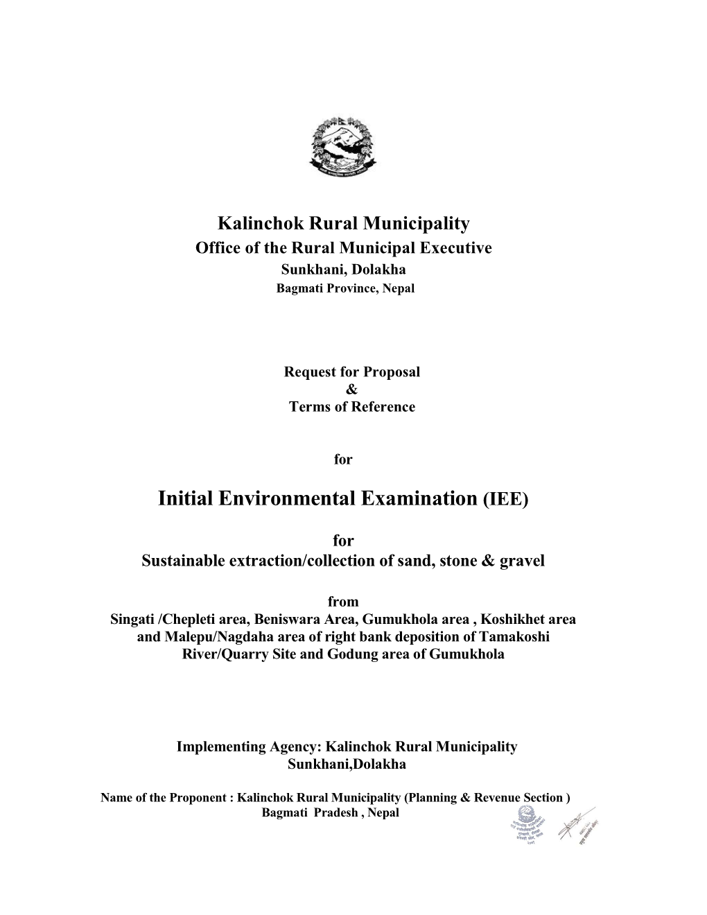 Initial Environmental Examination (IEE)
