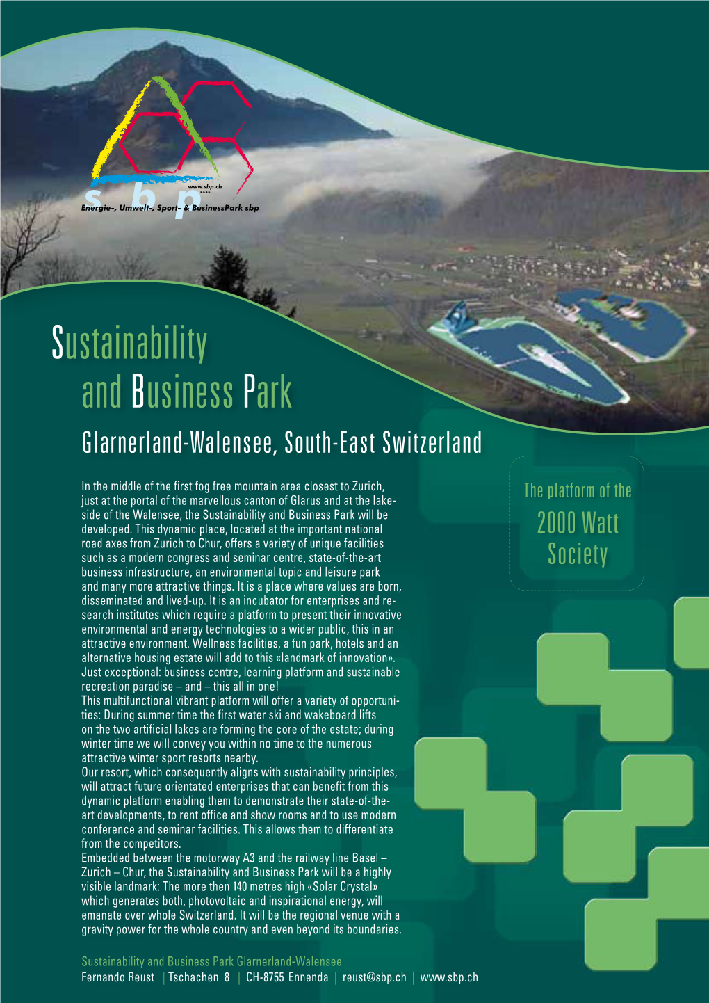 Sustainability and Business Park Glarnerland-Walensee, South-East Switzerland