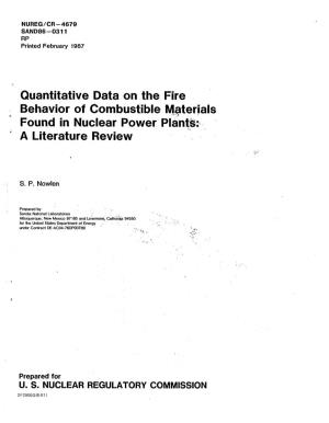 Quantitative Data on the Fire Behavior of Combustible Materials Found in Nuclear Power Plantt: a Literature Review