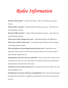 Rodeo Information