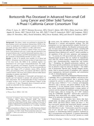 Bortezomib Plus Docetaxel in Advanced Non-Small Cell Lung Cancer and Other Solid Tumors: a Phase I California Cancer Consortium Trial