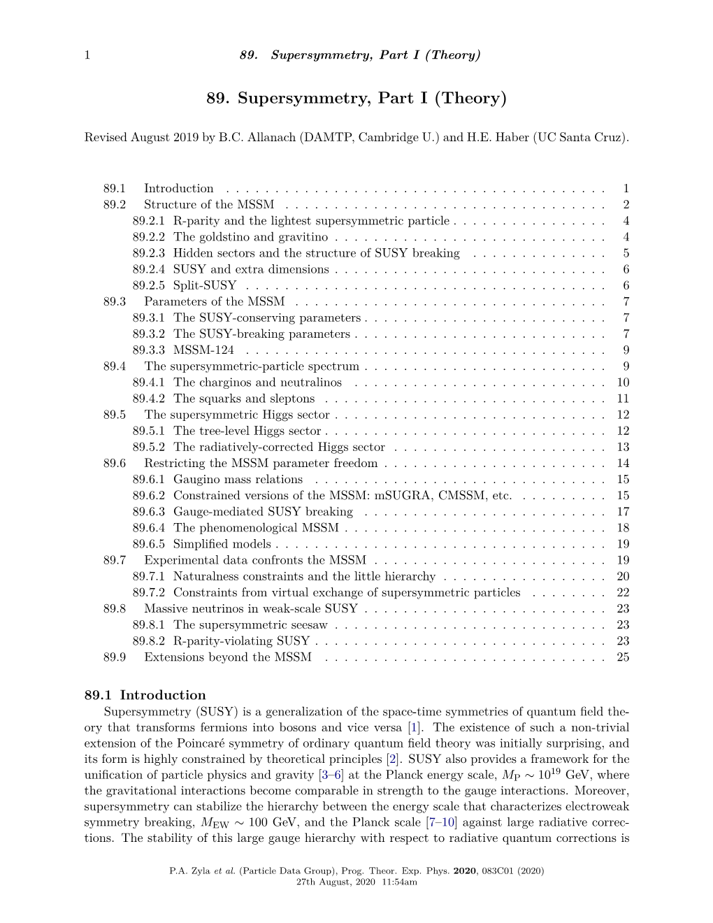 89. Supersymmetry, Part I (Theory)