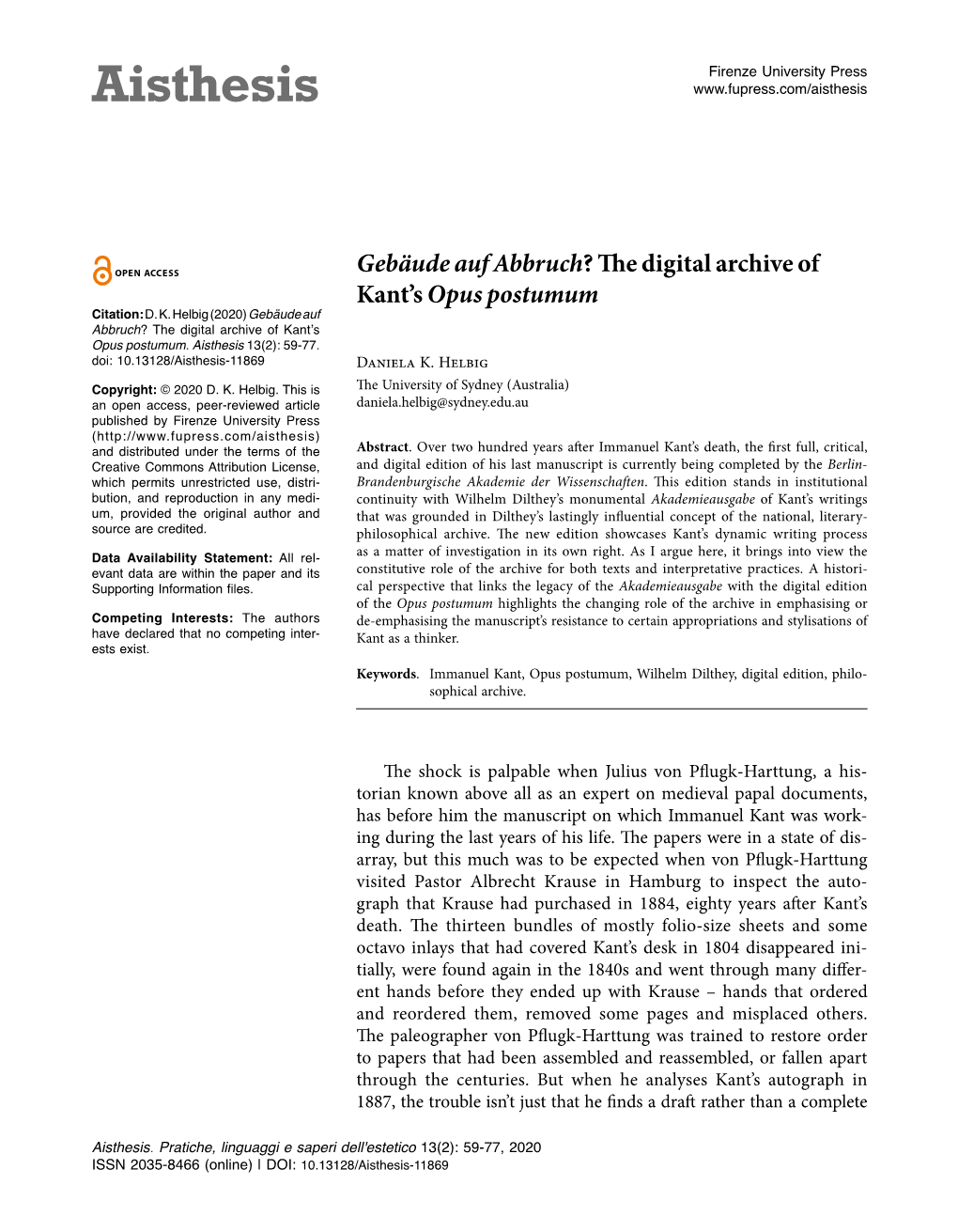 The Digital Archive of Kant's Opus Postumum