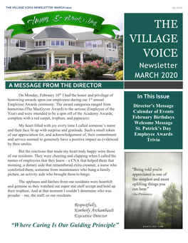 The Village Voice Newsletter March 2020 03-2020