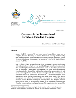 Queerness in the Transnational Caribbean-Canadian Diaspora