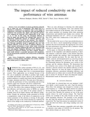 The Impact of Reduced Conductivity on the Performance of Wire Antennas Morteza Shahpari, Member, IEEE, David V