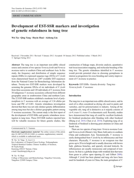 Development of EST-SSR Markers and Investigation of Genetic Relatedness in Tung Tree