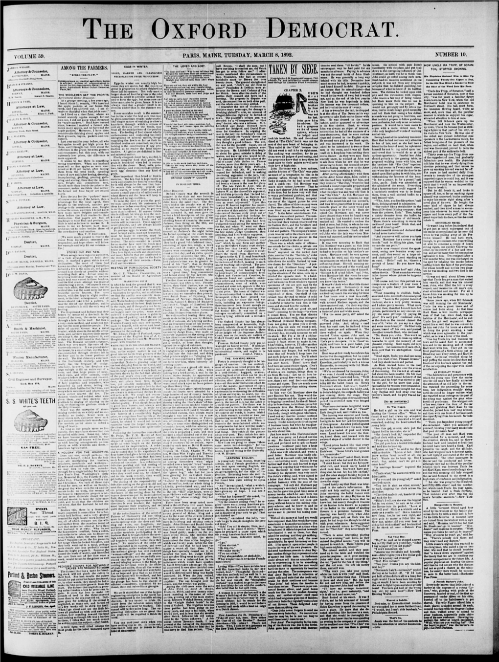 The Oxford Democrat: Vol. 59. No. 10