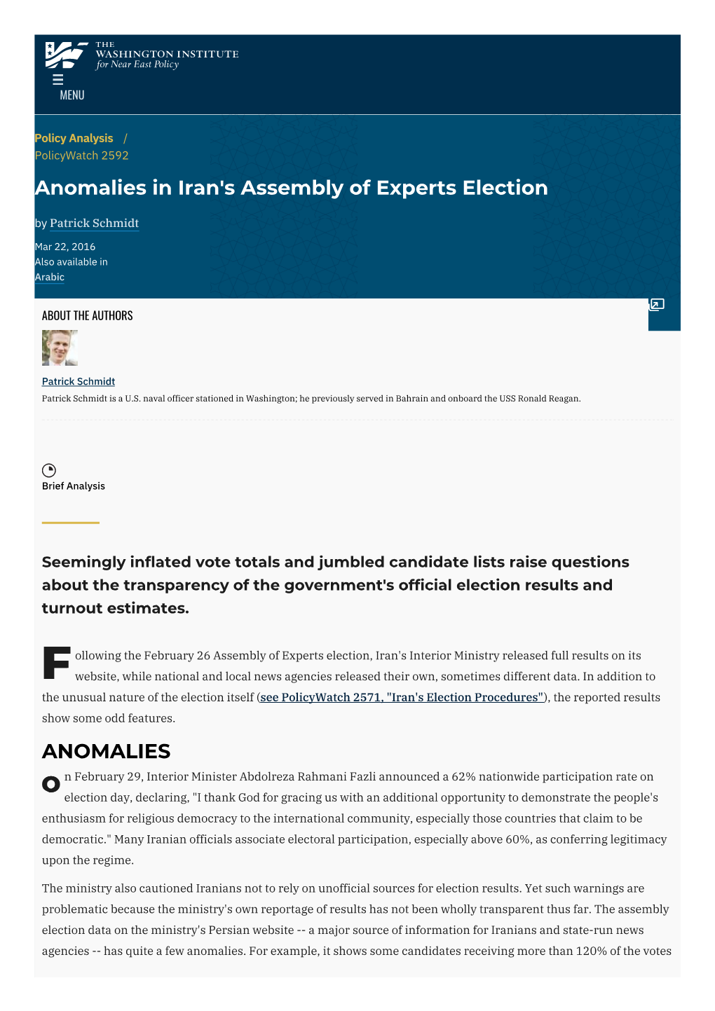 Anomalies in Iran's Assembly of Experts Election by Patrick Schmidt