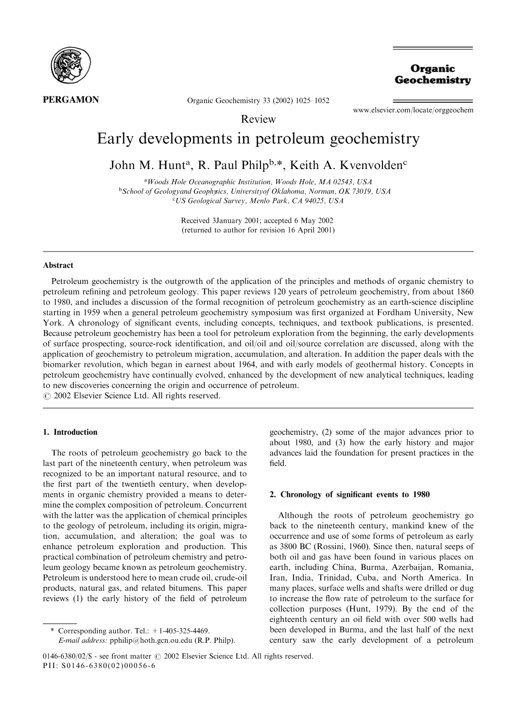 Early Developments in Petroleum Geochemistry