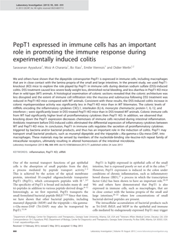 Pept1 Expressed in Immune Cells Has an Important Role in Promoting The