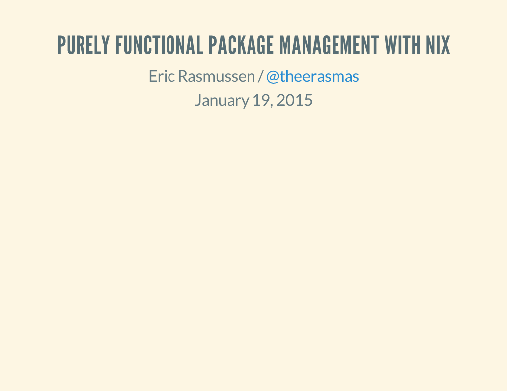 Purely Functional Package Management With