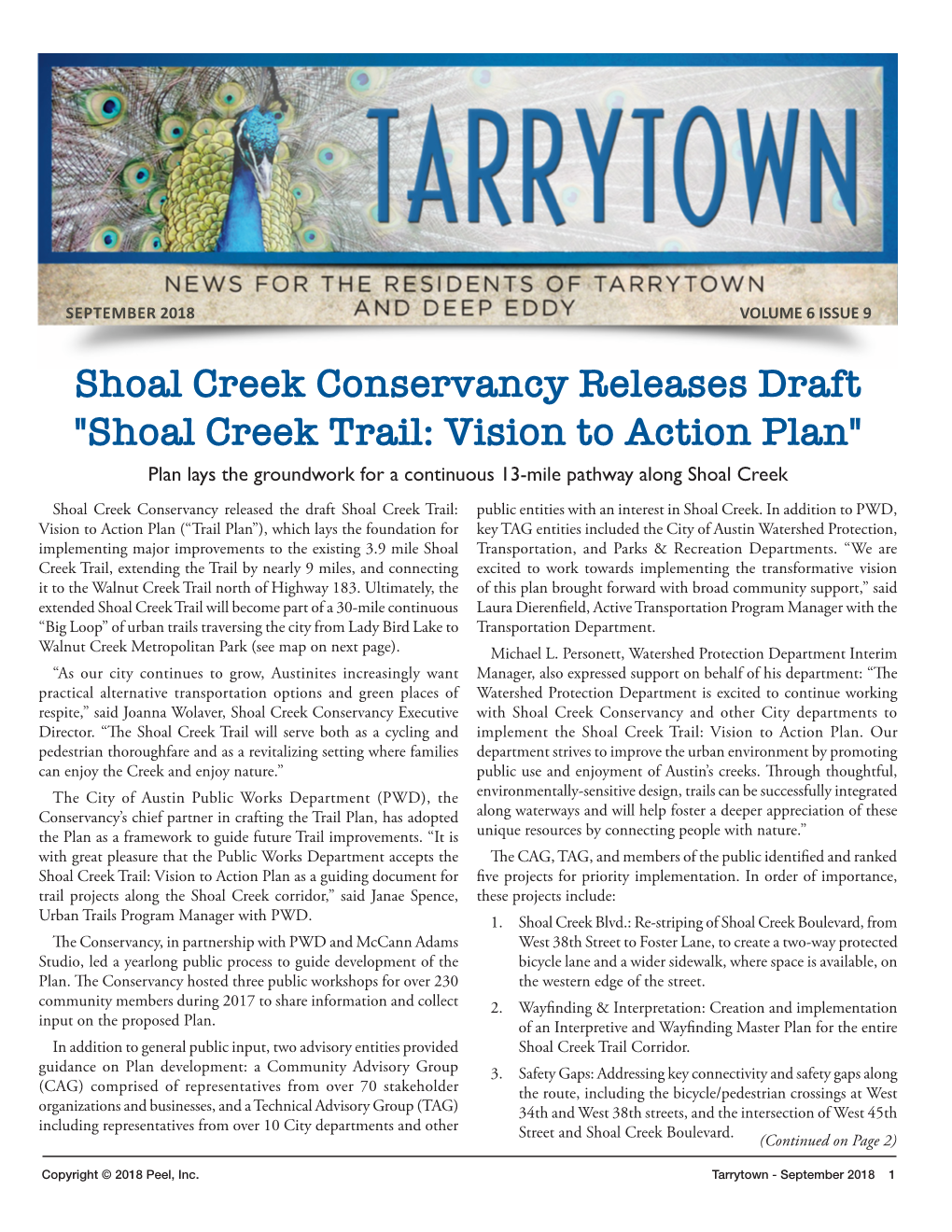 Shoal Creek Conservancy Releases Draft "Shoal Creek Trail: Vision to Action Plan" Plan Lays the Groundwork for a Continuous 13-Mile Pathway Along Shoal Creek