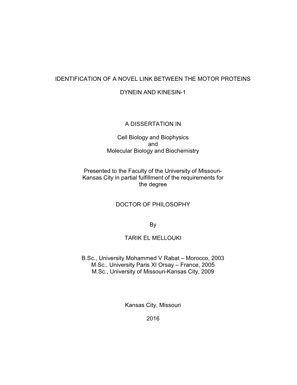 Identification of a Novel Link Between the Motor Proteins