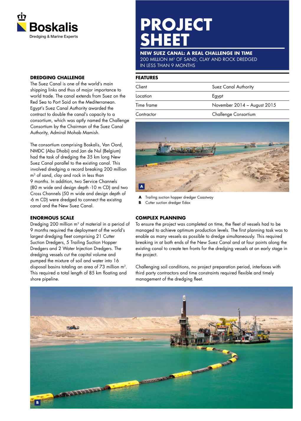 Project Sheet New Suez Canal: a Real Challenge in Time 200 Million M3 of Sand, Clay and Rock Dredged in Less Than 9 Months