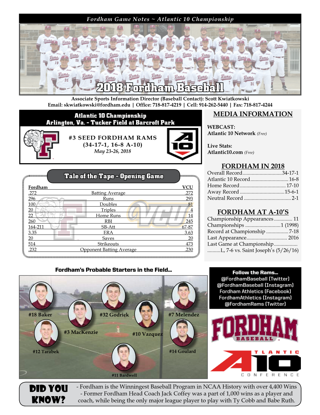 2018 Fordham Baseball