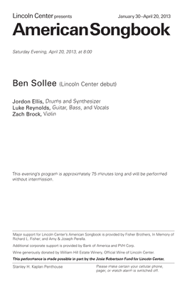 Ben Sollee (Lincoln Center Debut)