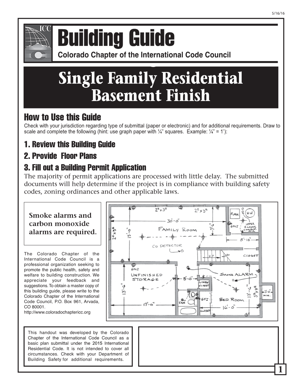 Basement Finish How to Use This Guide Check with Your Jurisdiction Regarding Type of Submittal (Paper Or Electronic) and for Additional Requirements
