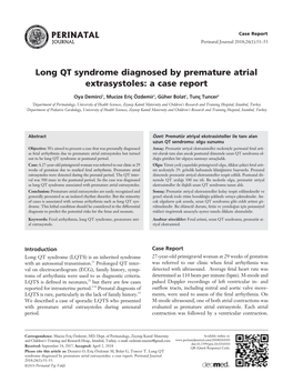 Long QT Syndrome Diagnosed by Premature Atrial Extrasystoles: a Case Report