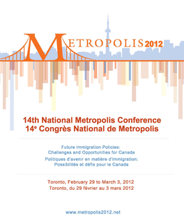 Programme Du 14E Congrès National De Metropolis, À Toronto, Du 29