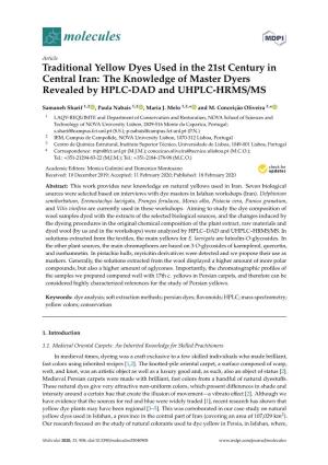 Traditional Yellow Dyes Used in the 21St Century in Central Iran: the Knowledge of Master Dyers Revealed by HPLC-DAD and UHPLC-HRMS/MS