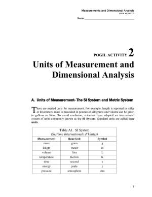 Units of Measurement and Dimensional Analysis
