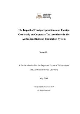 The Impact of Foreign Operations and Foreign Ownership on Corporate Tax Avoidance in the Australian Dividend Imputation System