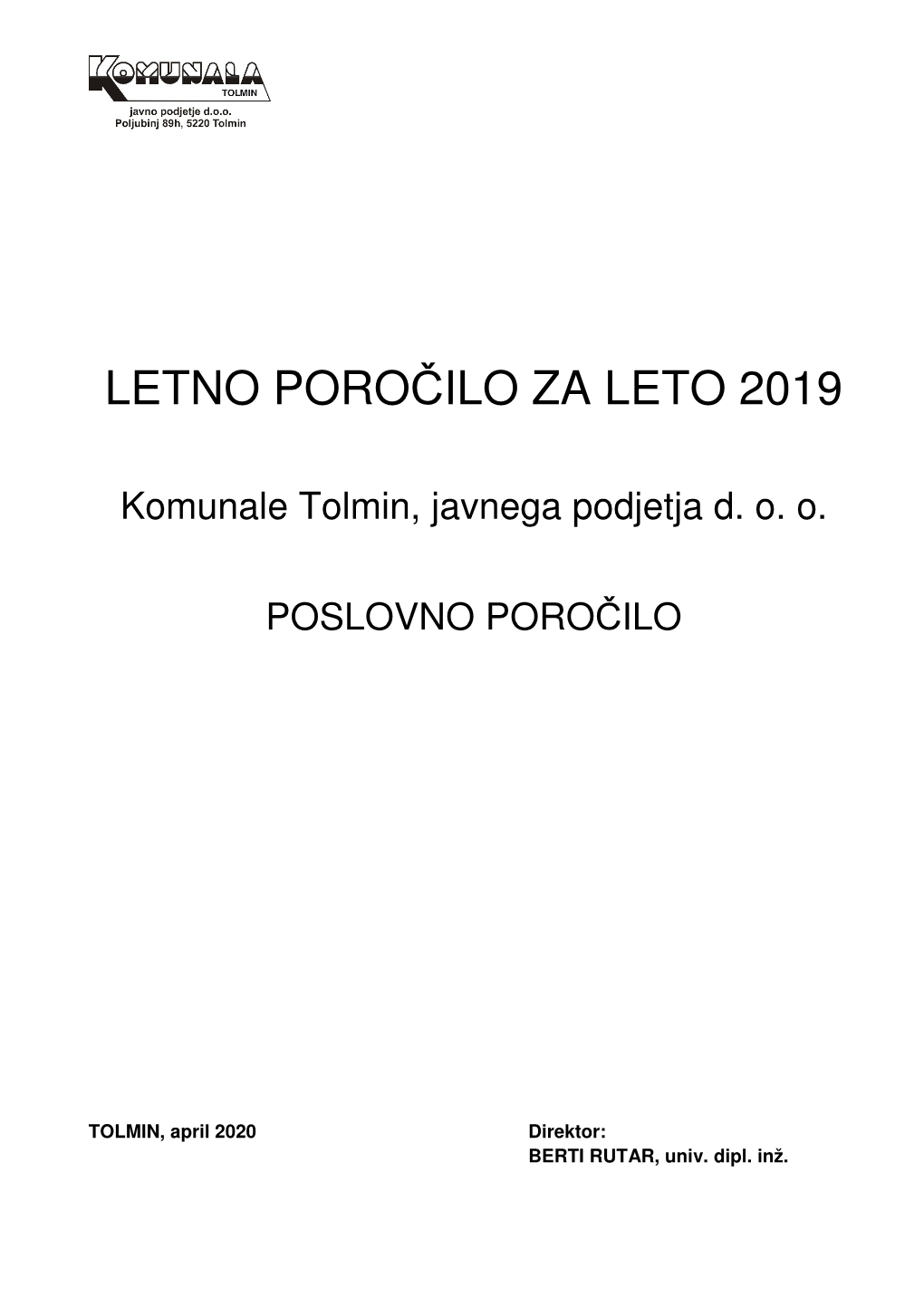 Letno Poročilo Za Leto 2019