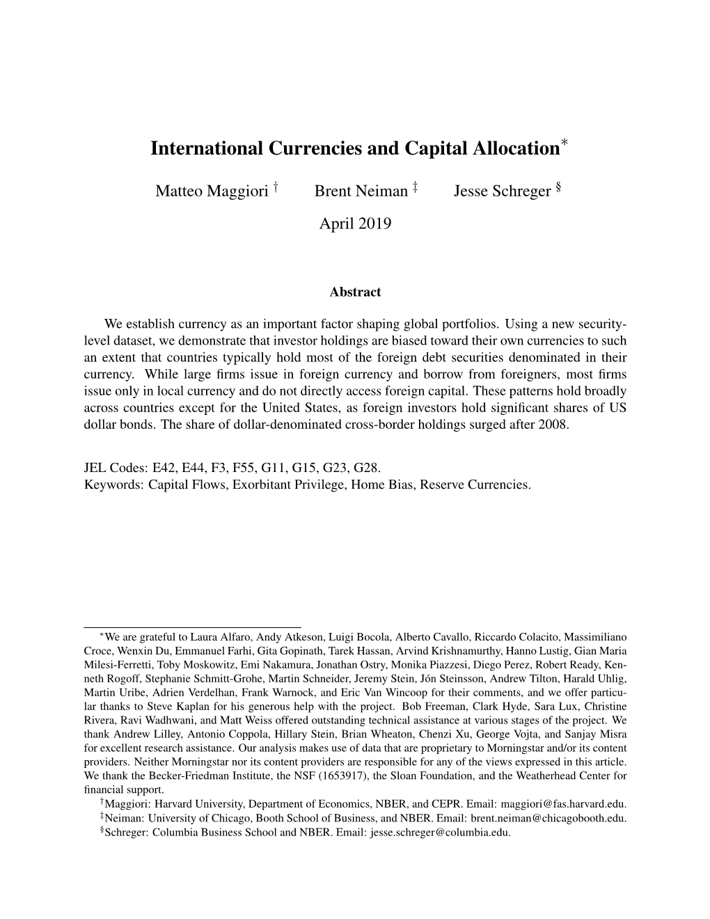 International Currencies and Capital Allocation∗