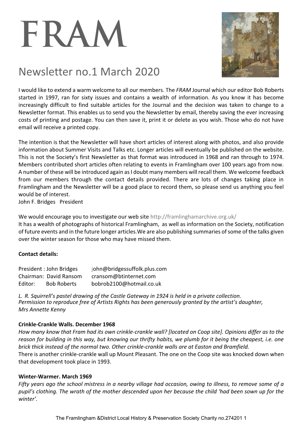 Newsletter 1 – March 2020